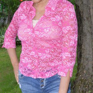Cache Pink Lace blouse